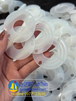 Gioăng silicon màu trắng chịu nhiệt KT 50x20x1.5mm – gia công đục lỗ theo mẫu
